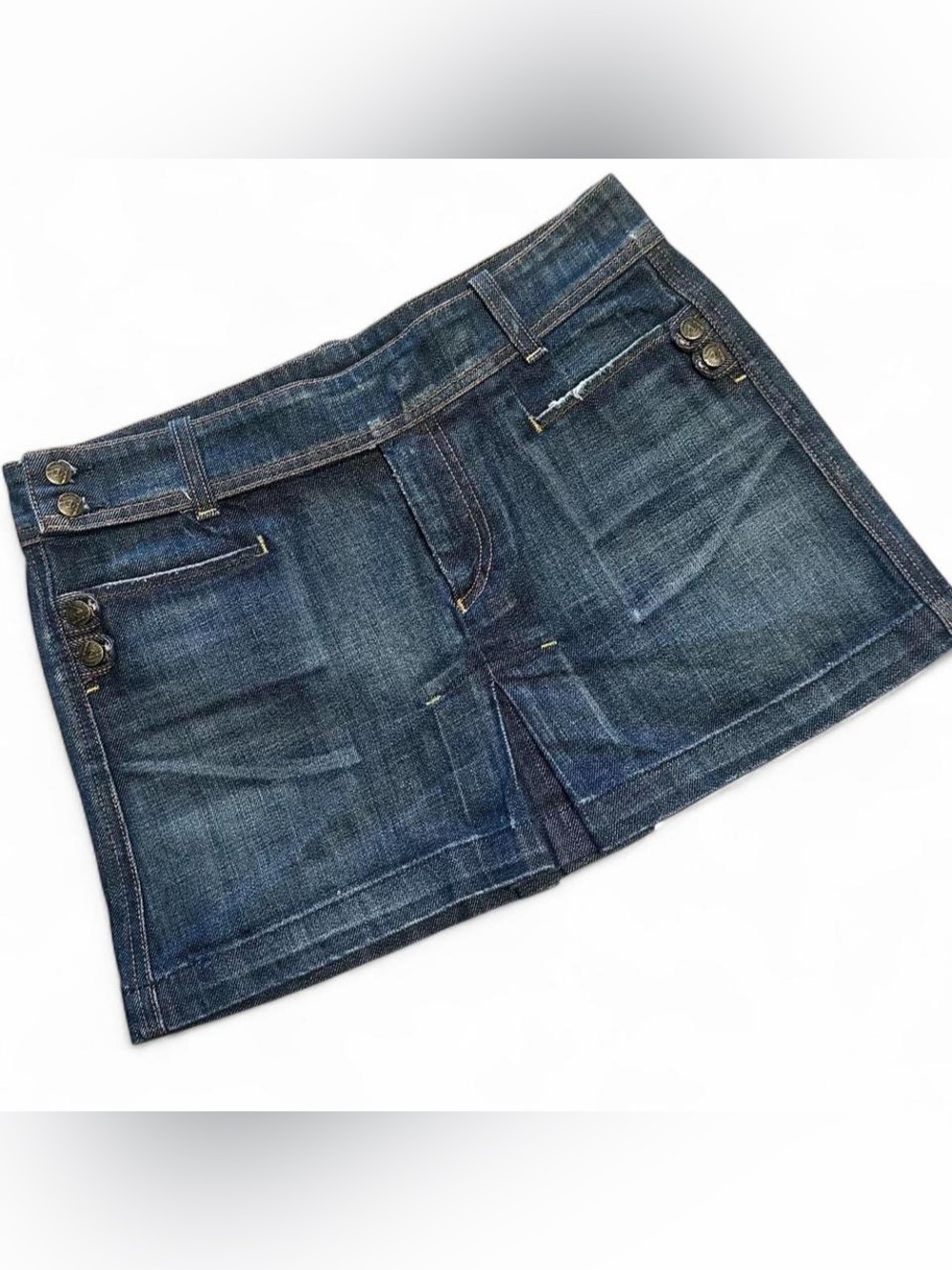 Citizens Of Humanity by Jerome Dahan Dark Wash Worn Look Denim Mini Skirt